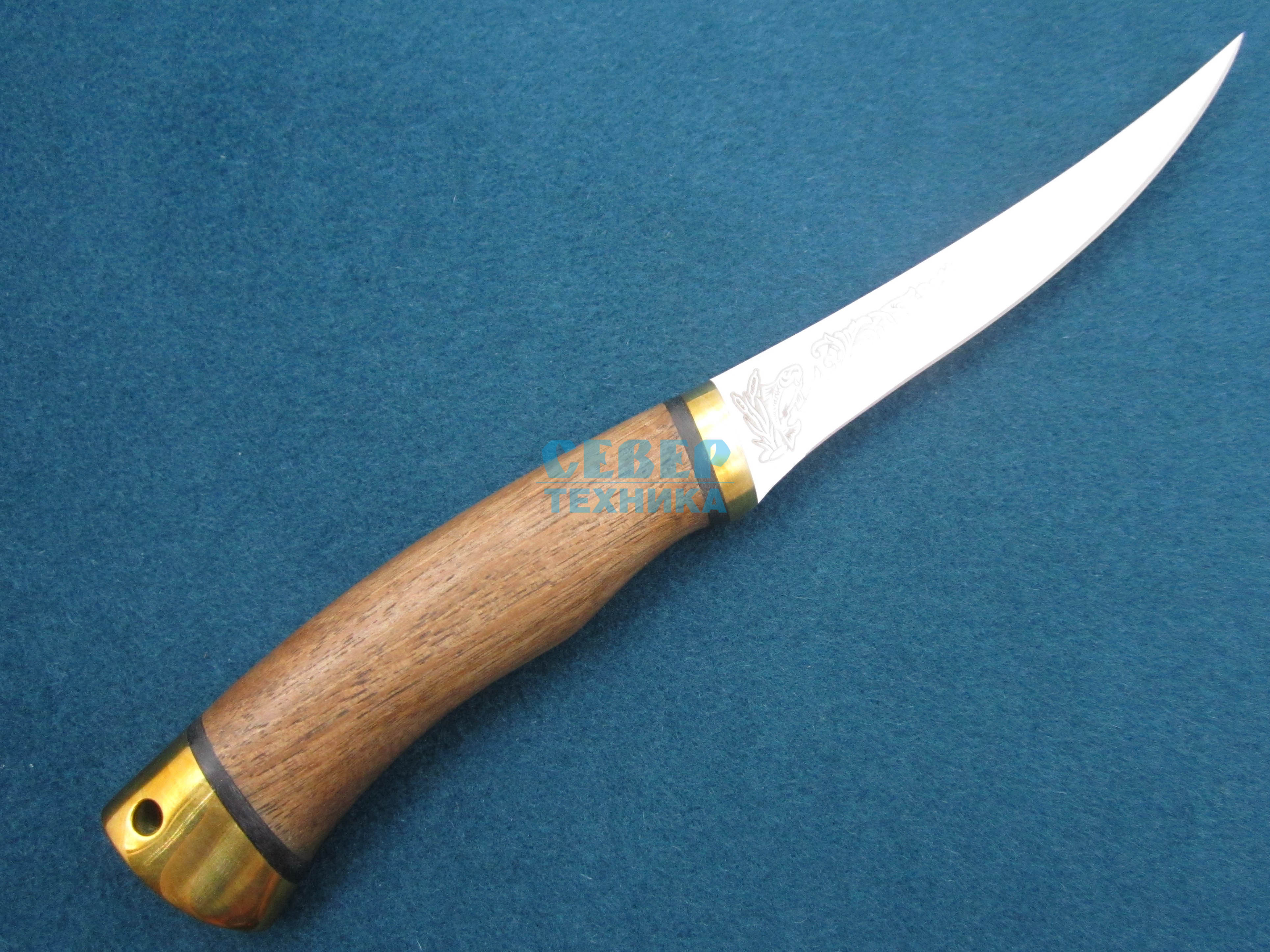 Нож "Fish-ka" дерево-латунь, 100х13М /Златоуст