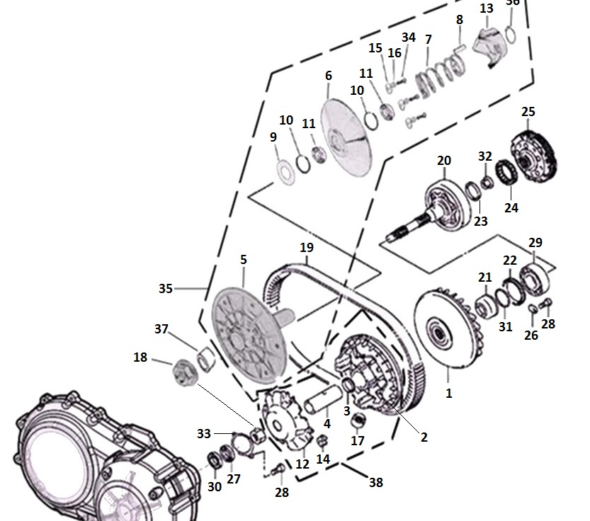 Шкив вариатора ведомый в сб. ATV /РМ 500-2, 650, 650-2 RM