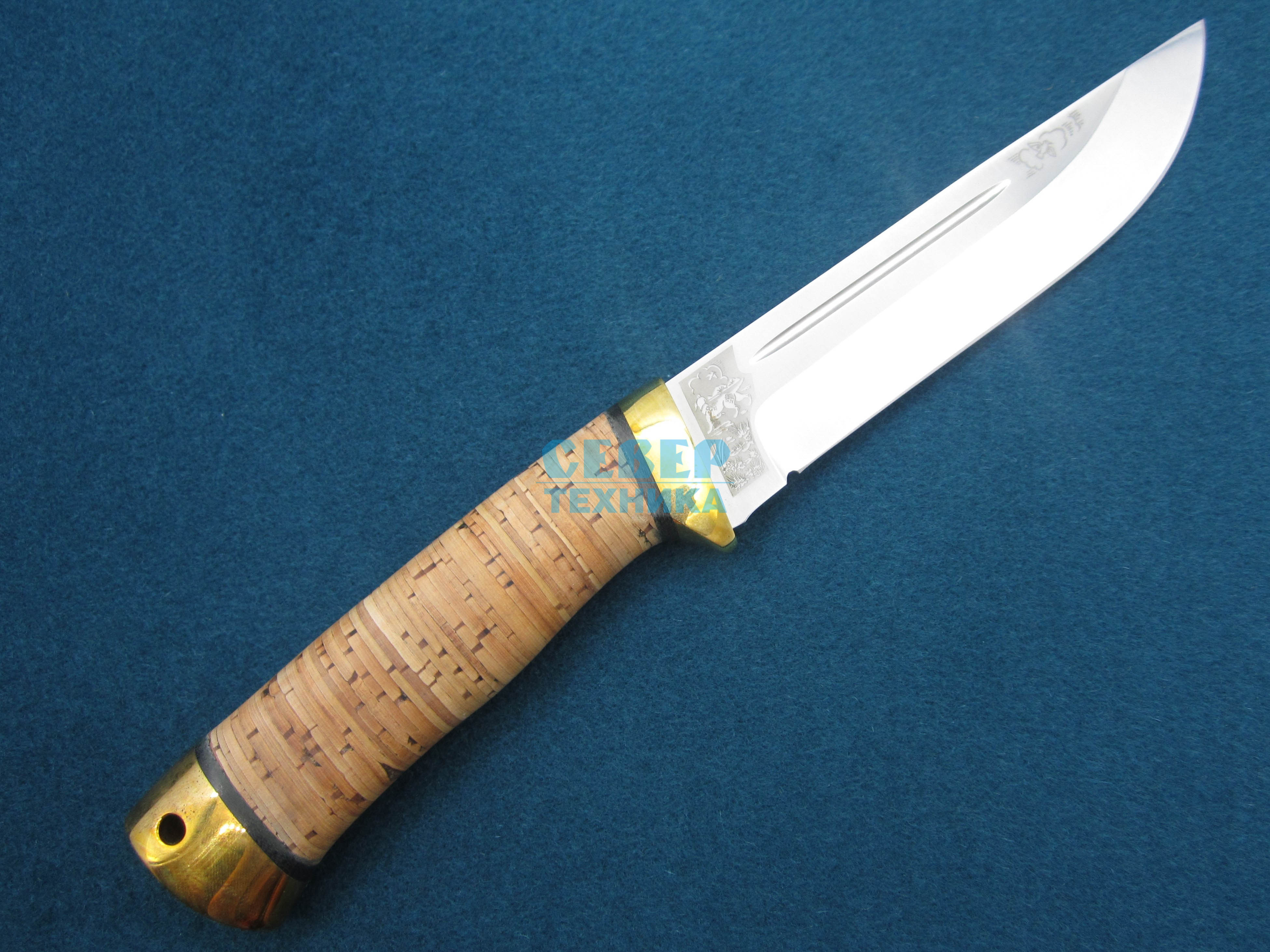 Нож "Бекас" береста-латунь, 100х13М /Златоуст