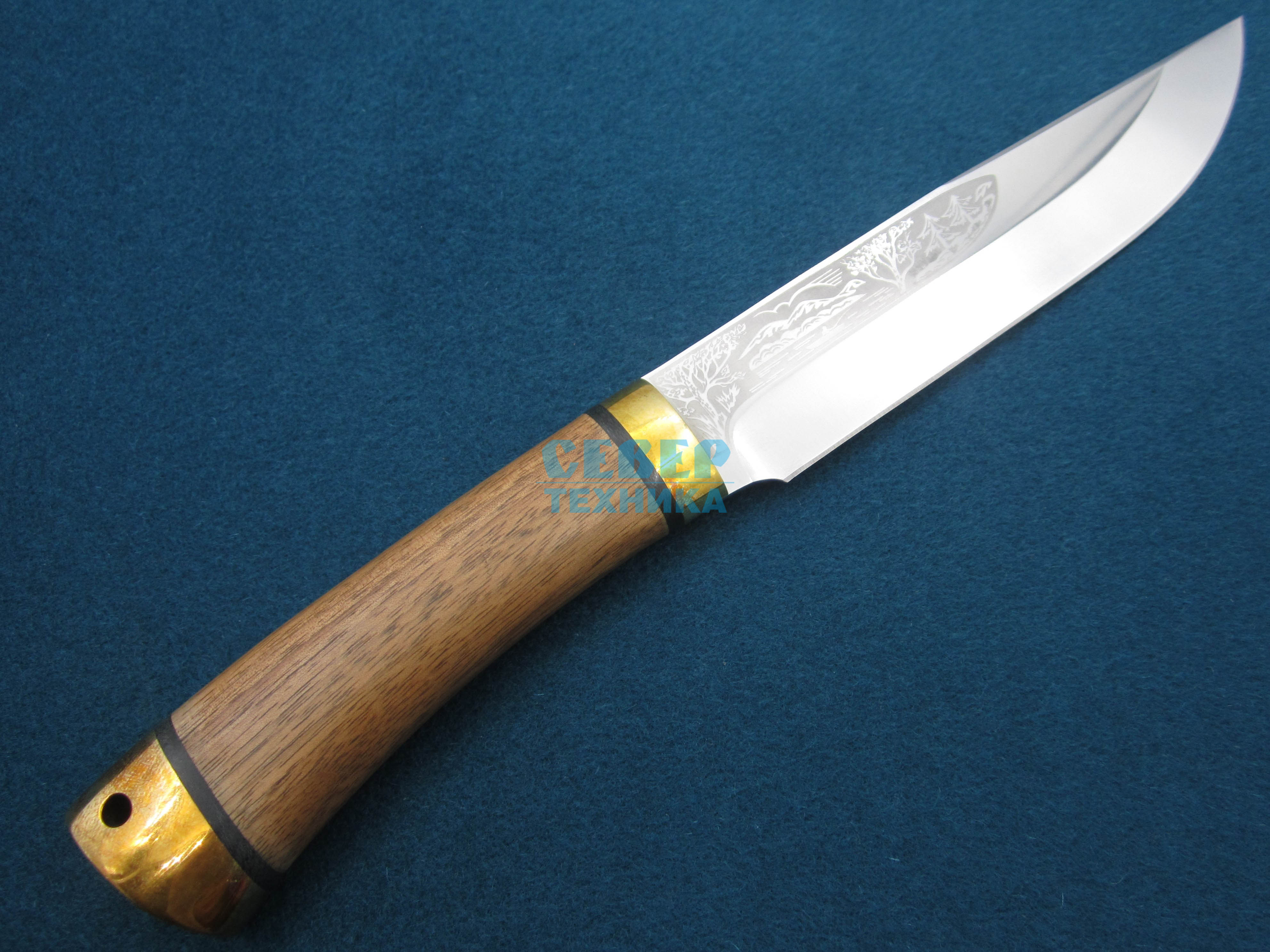 Нож "Шашлычный" средний дерево-латунь, 110х18М-ШД /Златоуст