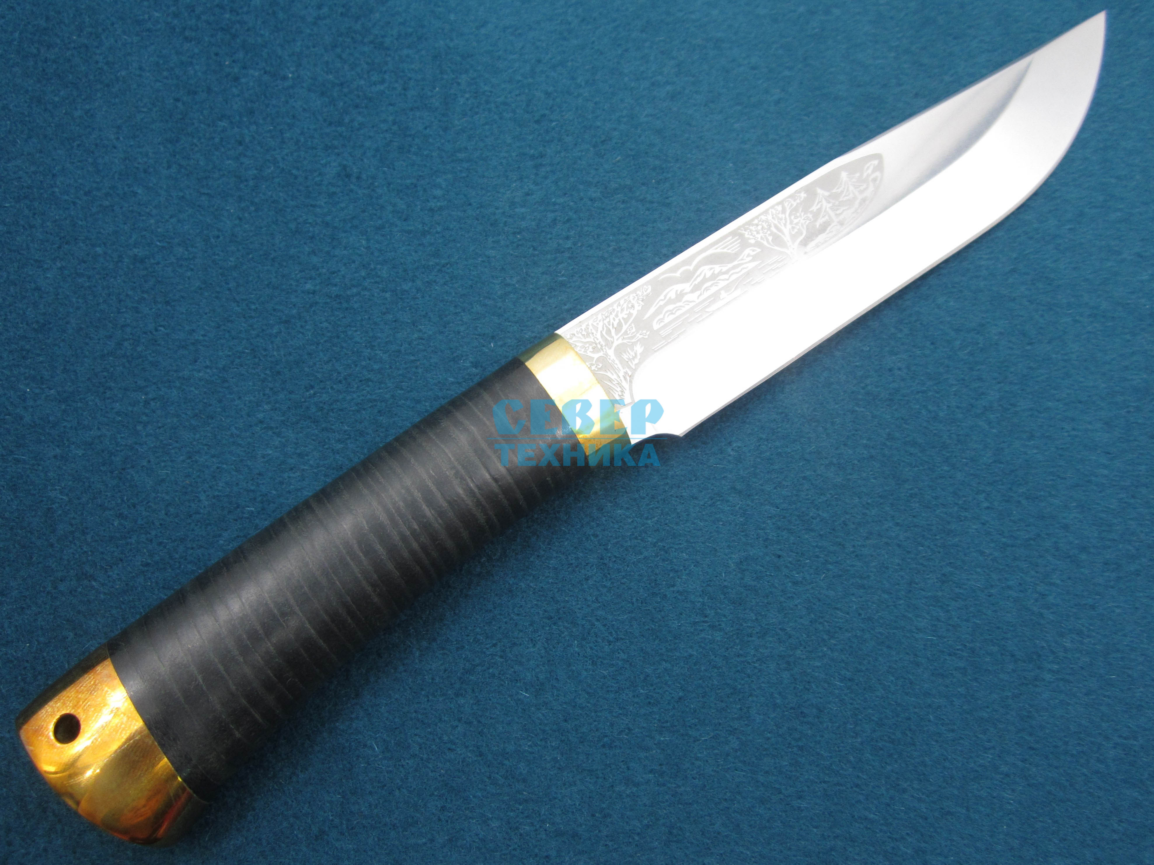 Нож "Шашлычный" средний кожа-латунь, D2 /Златоуст