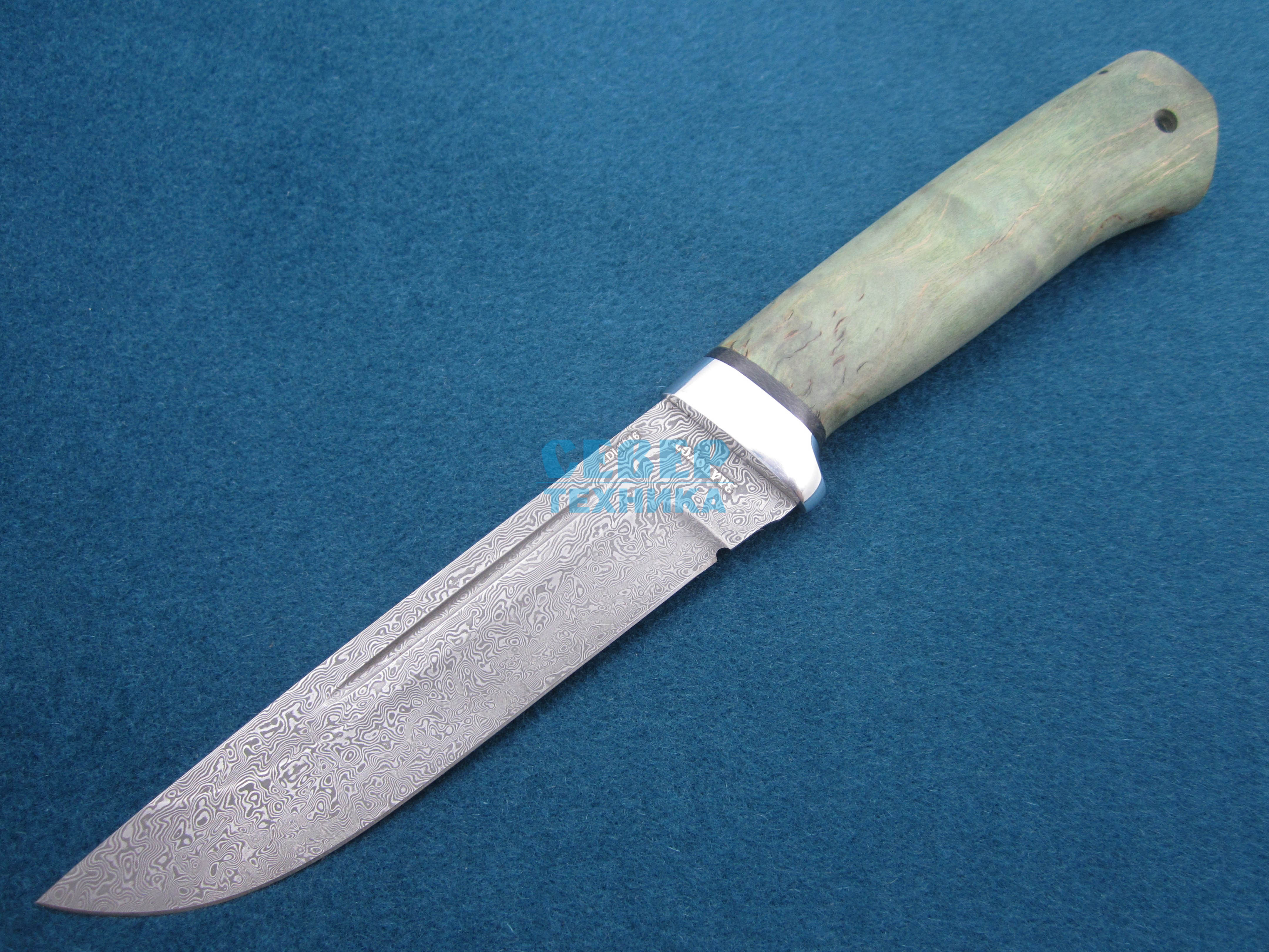 Нож "Бекас" карельская береза стаб.-алюминий, ZD 1016  /Златоуст