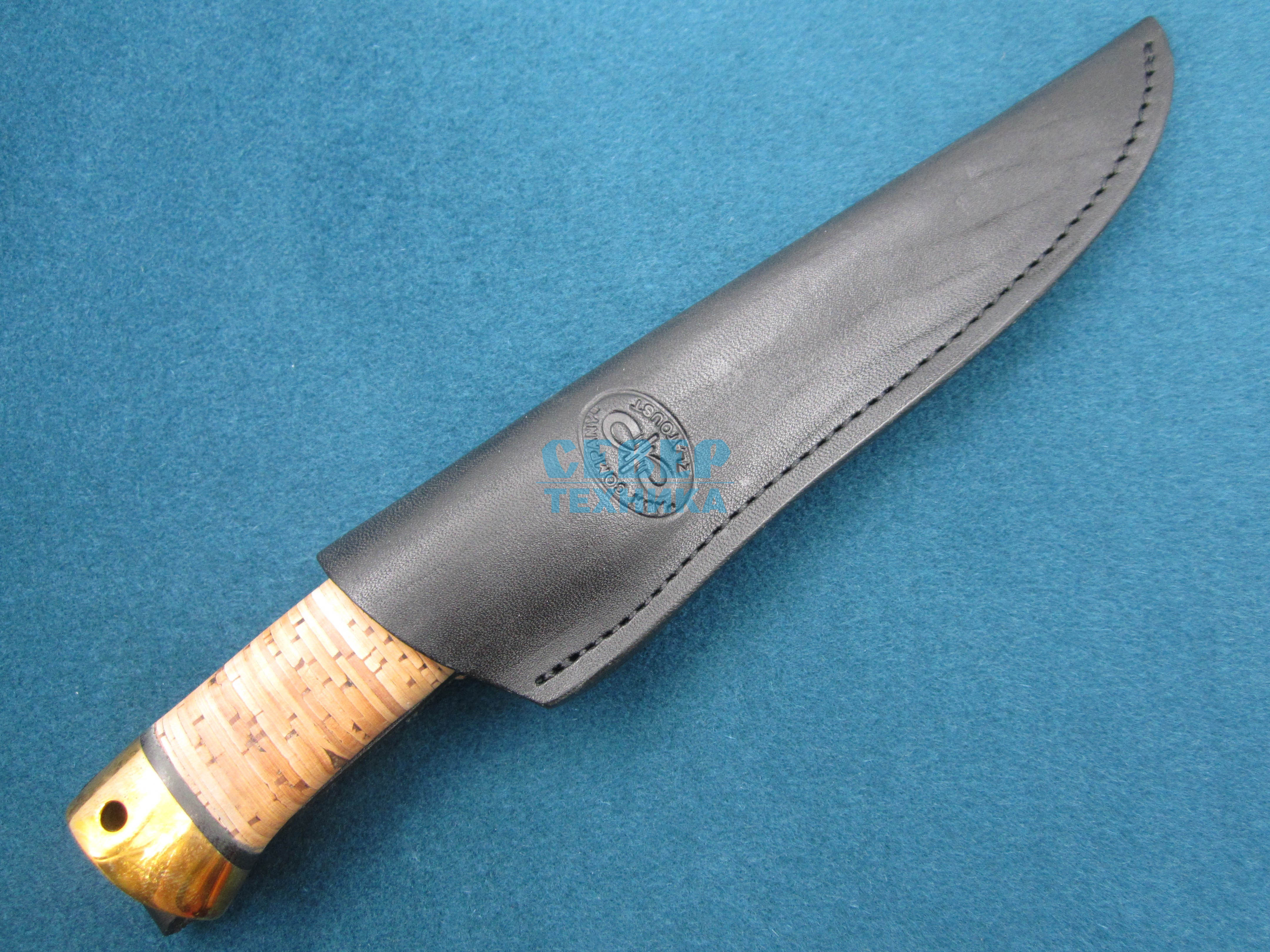 Нож "Бекас" береста-латунь, 100х13М /Златоуст