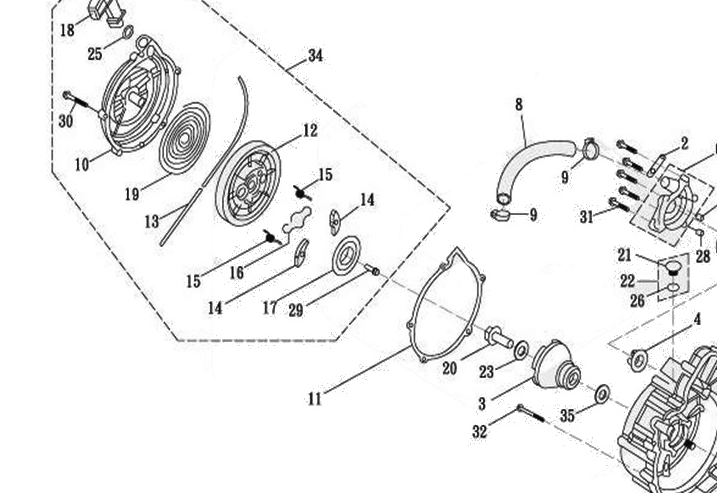 Пружина ручного стартера ATV /GAMAX AX600 RM