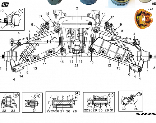Втулка кулака заднего 16*21*31мм ATV /Stels Guepard (графитонаполненный капролон)