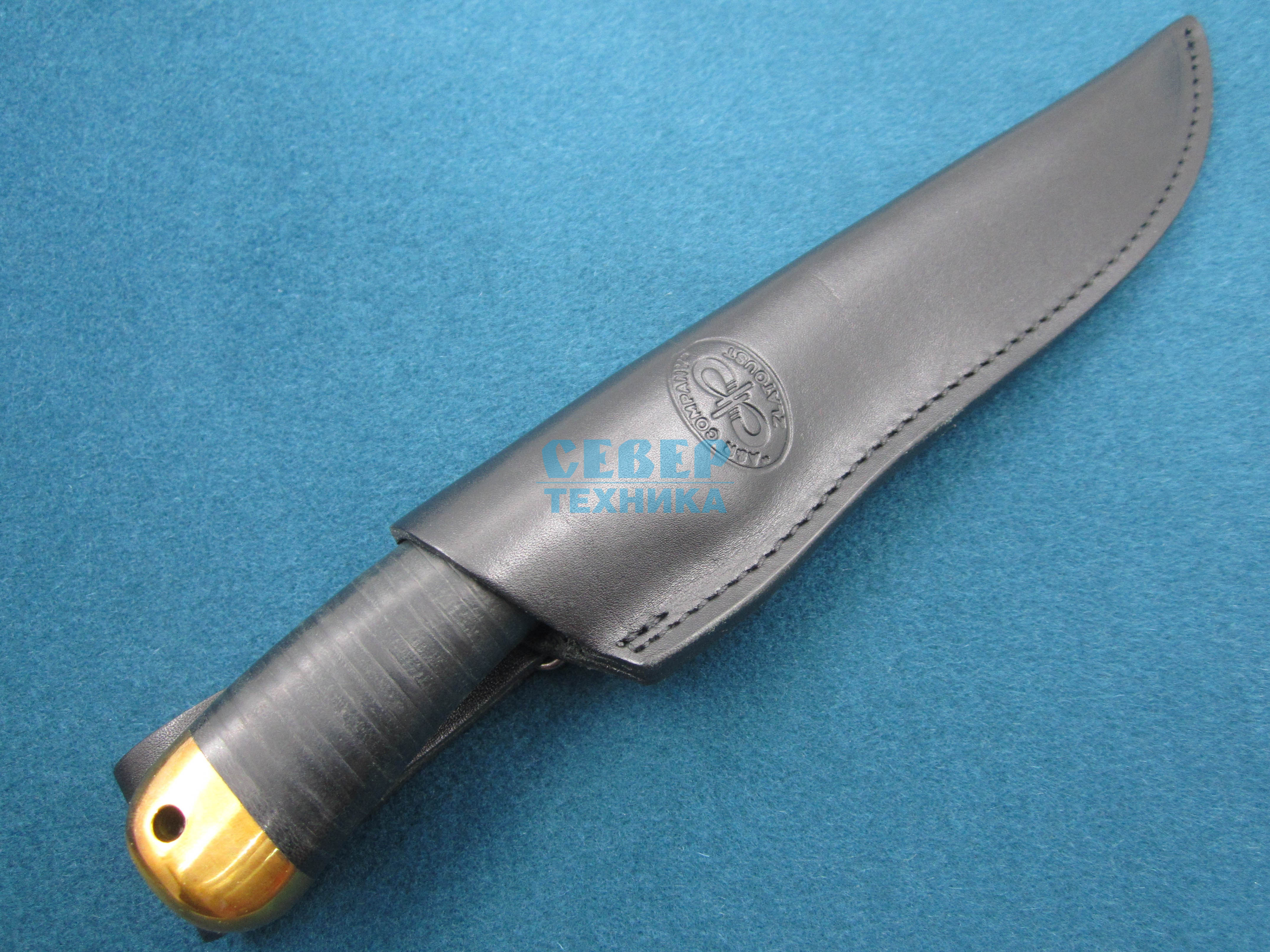 Нож "Лиса" кожа-латунь, 100х13М /Златоуст