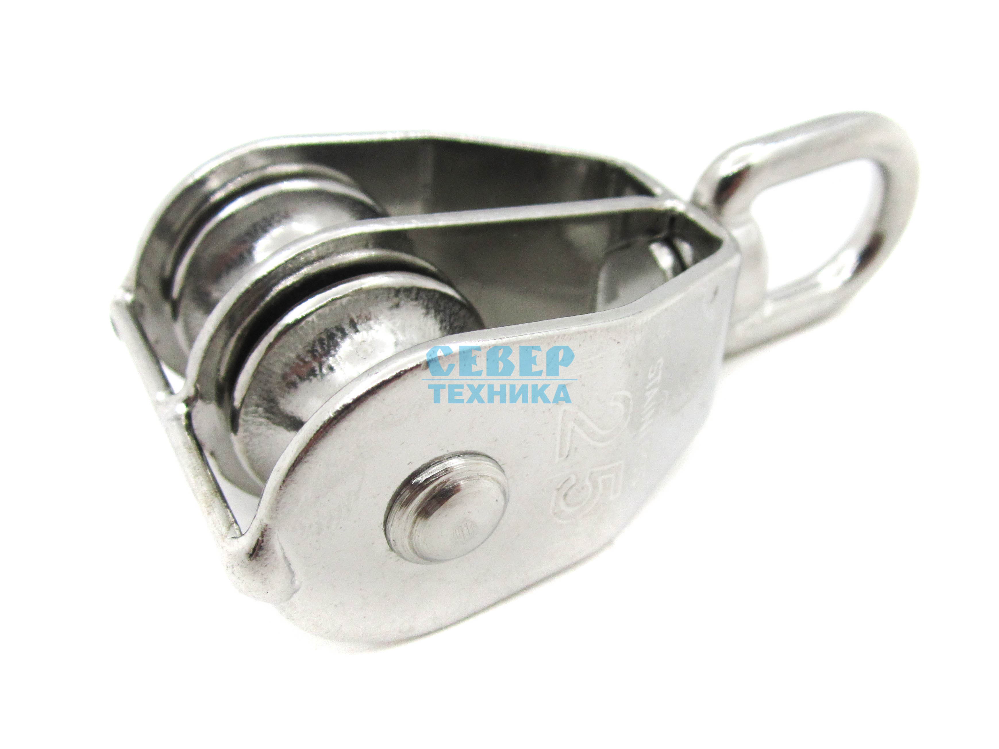 Блок двушкивный со скобой 25 мм