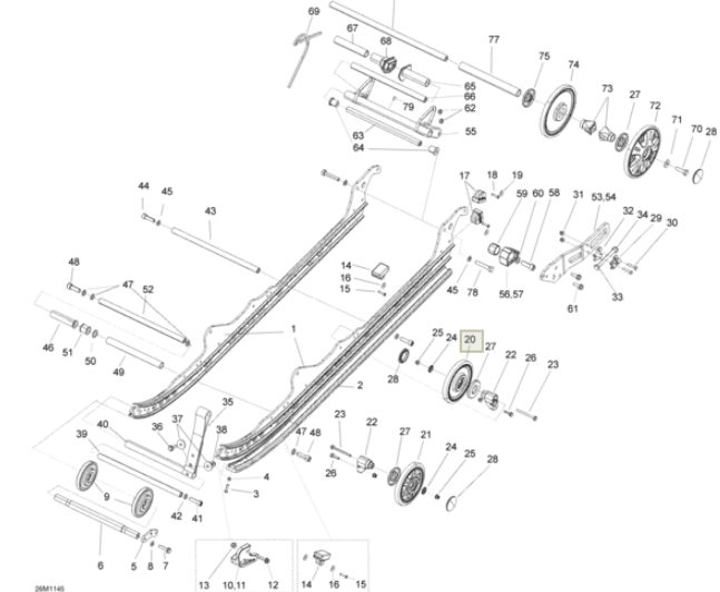 Каток /BRP (D нар. 147мм, вн. 42мм, черный, PPD) с п-к 6004