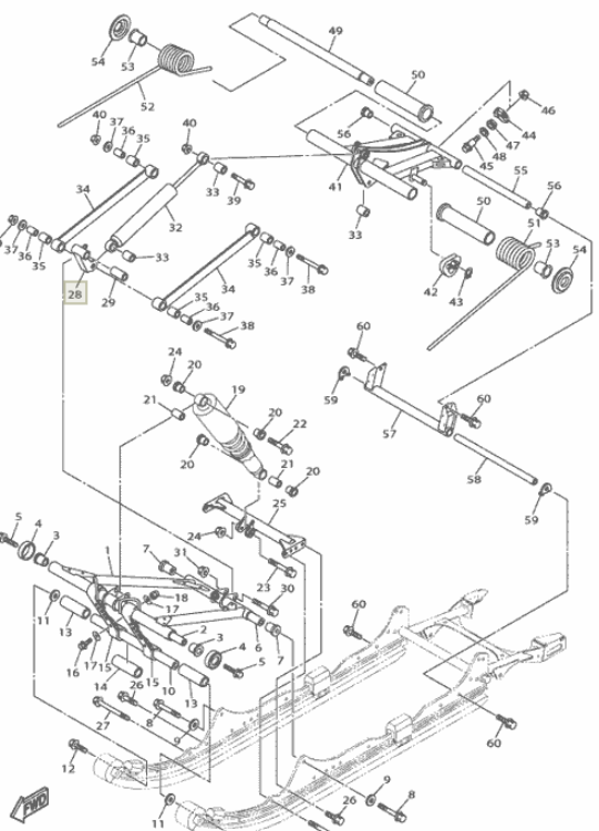 Крепление амортизатора задней подвески /Yamaha VK540 ориг.
