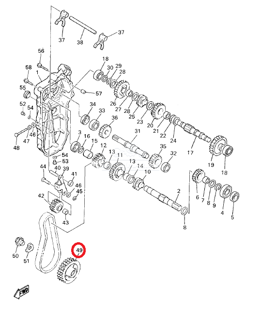 Шестерня КПП ведомая /Yamaha VK540 (13-16гг)
