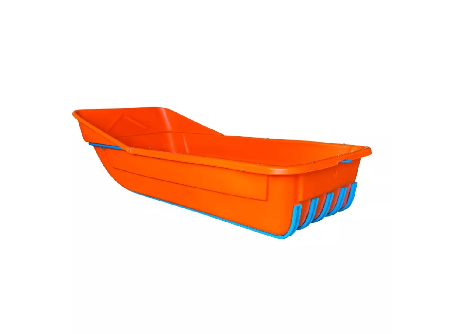 Сани-волокуши 1550 СТАНДАРТ с отбойником, дышлом и накладками 8 мм, цвет ОРАНЖЕВЫЙ (ЦентрПласт)