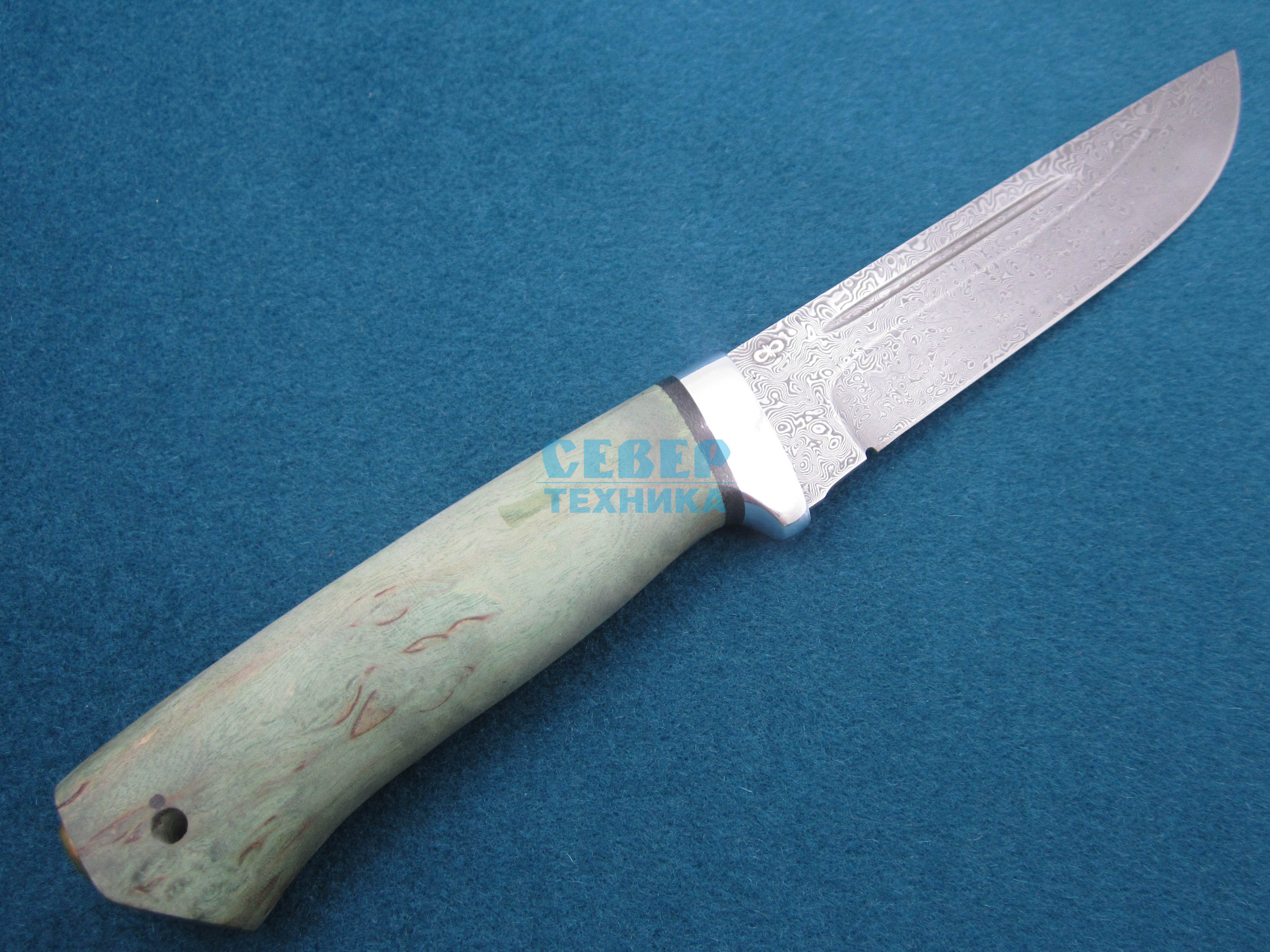 Нож "Бекас" карельская береза стаб.-алюминий, ZD 1016  /Златоуст