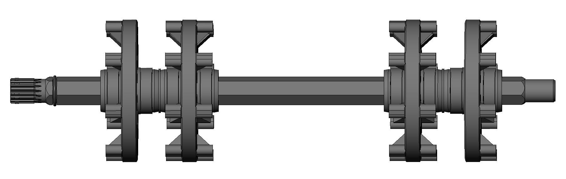 Вал ведущий с колесами в сборе ТАЙГА 500 RM (15 шлицов) с канавкой