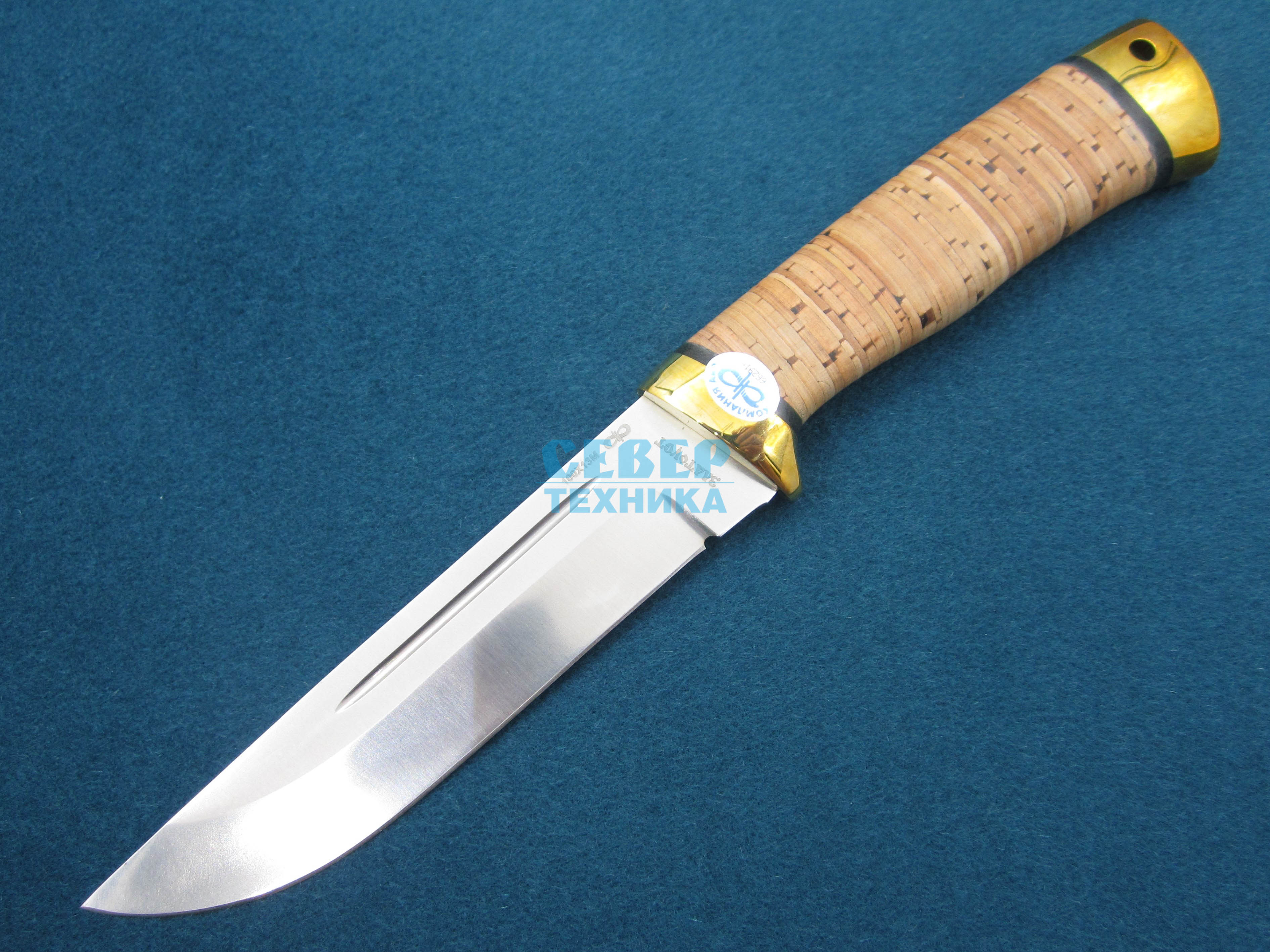 Нож "Бекас" береста-латунь, 100х13М /Златоуст