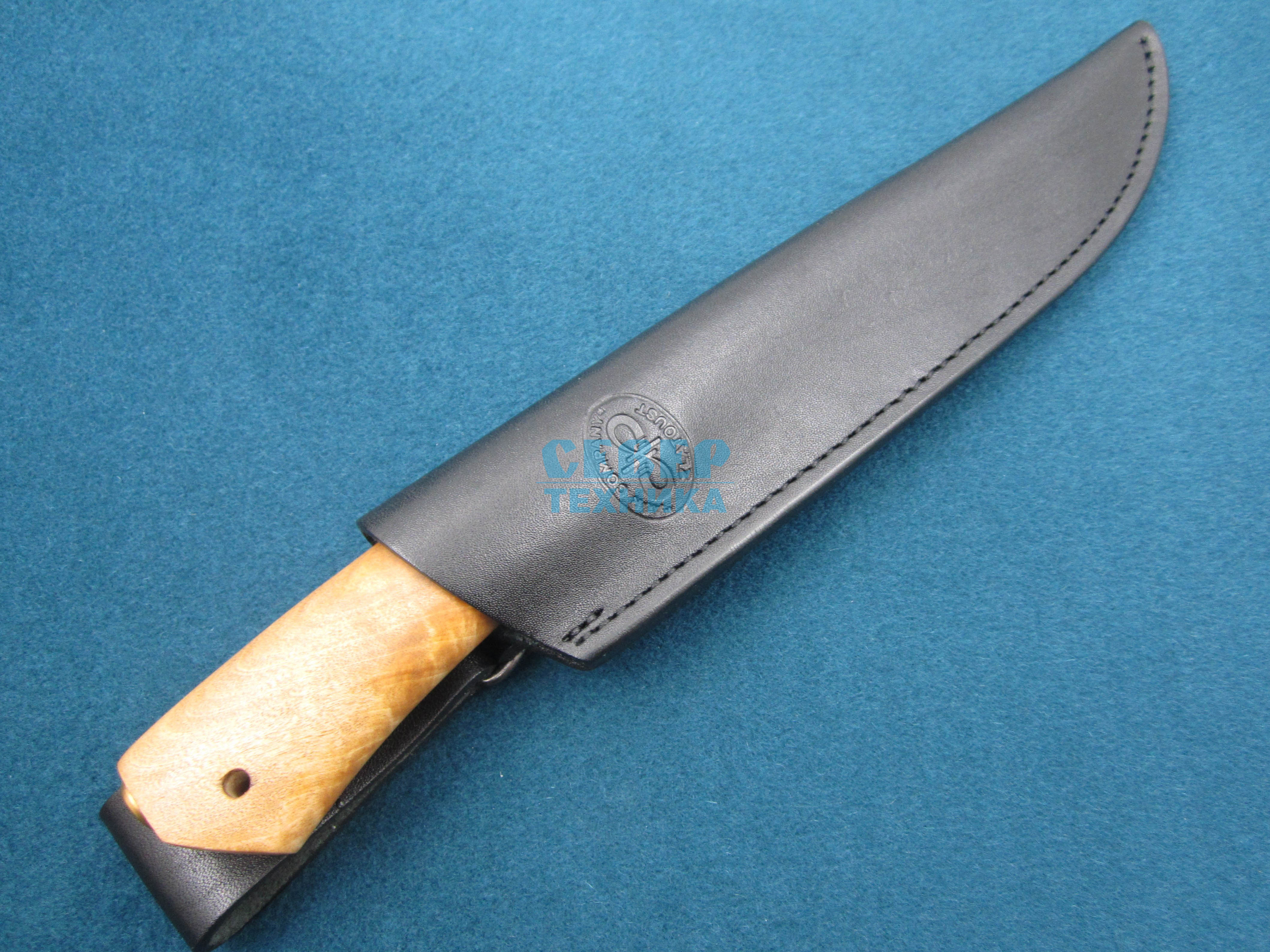 Нож "Шашлычный" средний карельская береза-латунь, D2 (ввертыш) /Златоуст