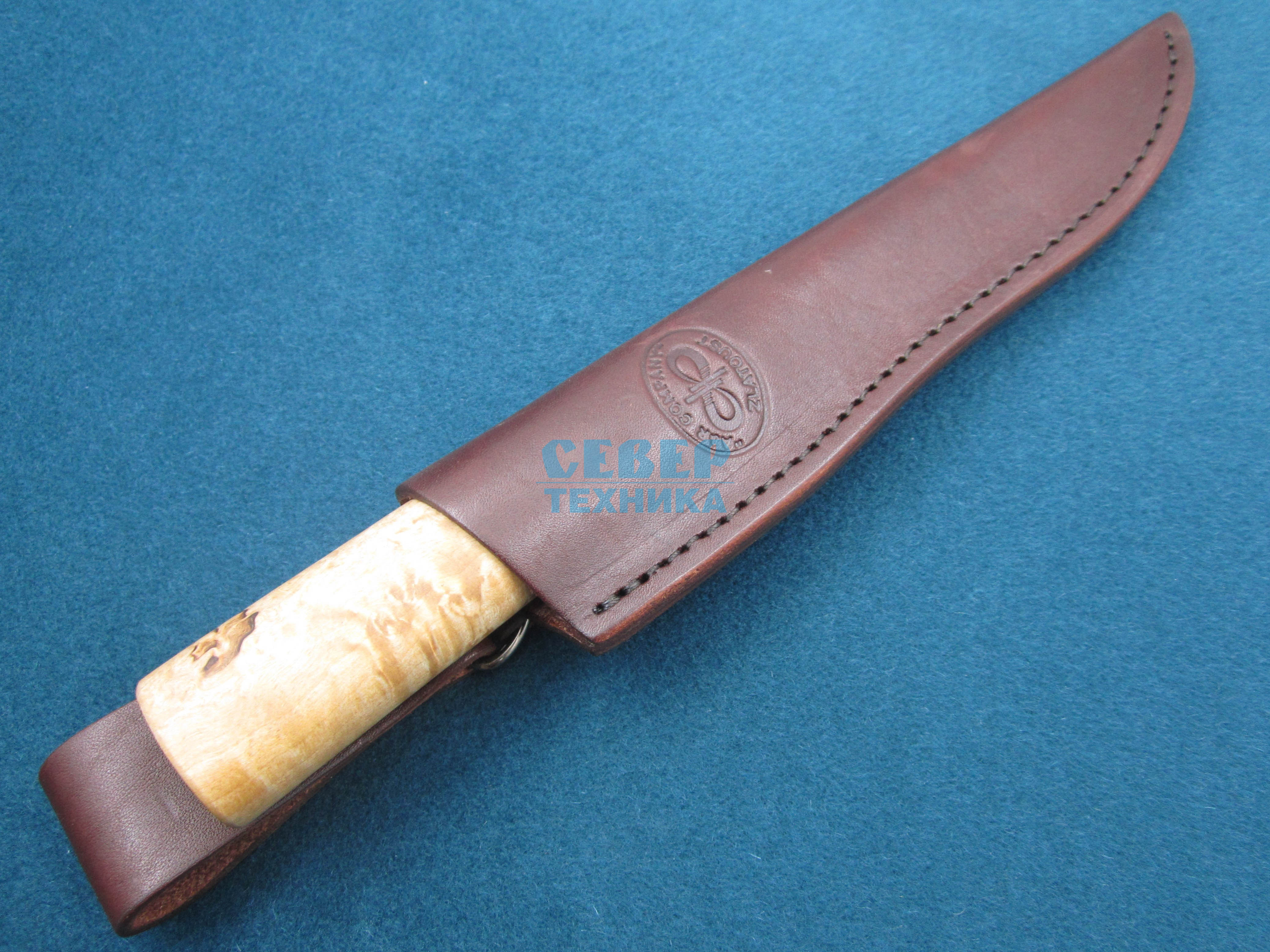 Нож "Якут" карельская береза-латунь, ZD 0803 /Златоуст