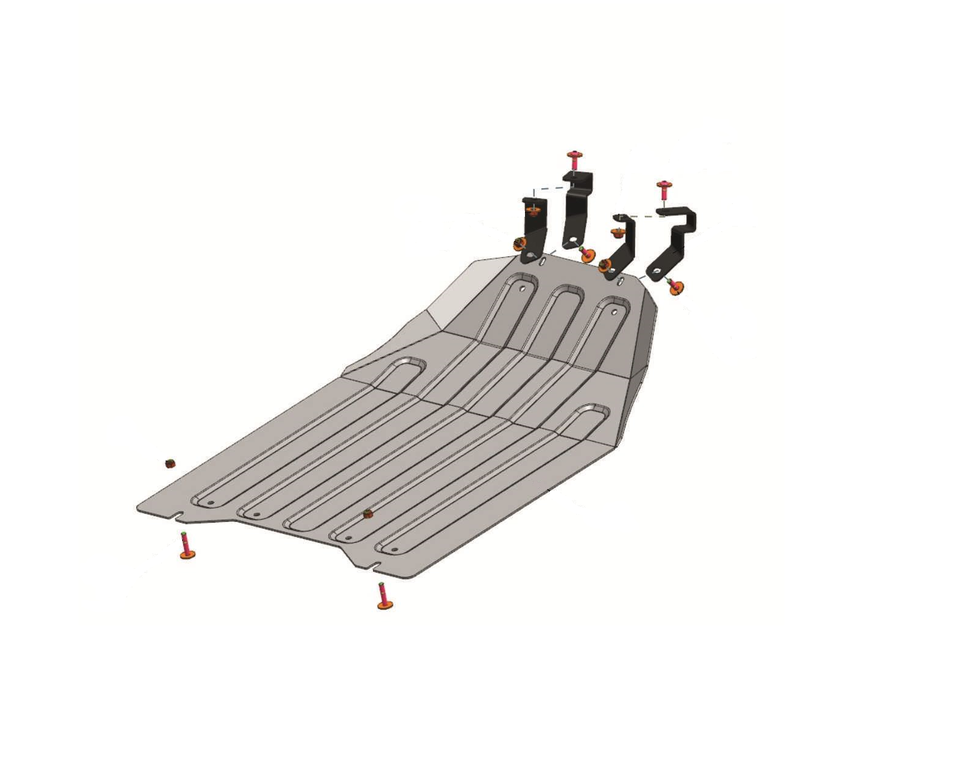Защита днища снегохода + комплект крепежа ТАЙГА Патруль 550, 551, 800 RM