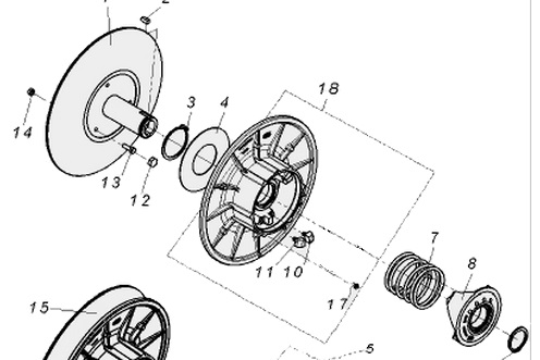 Диск трансмиссии подвижный /Тайга (шкива вед. с вкл.) RM 6вкл.