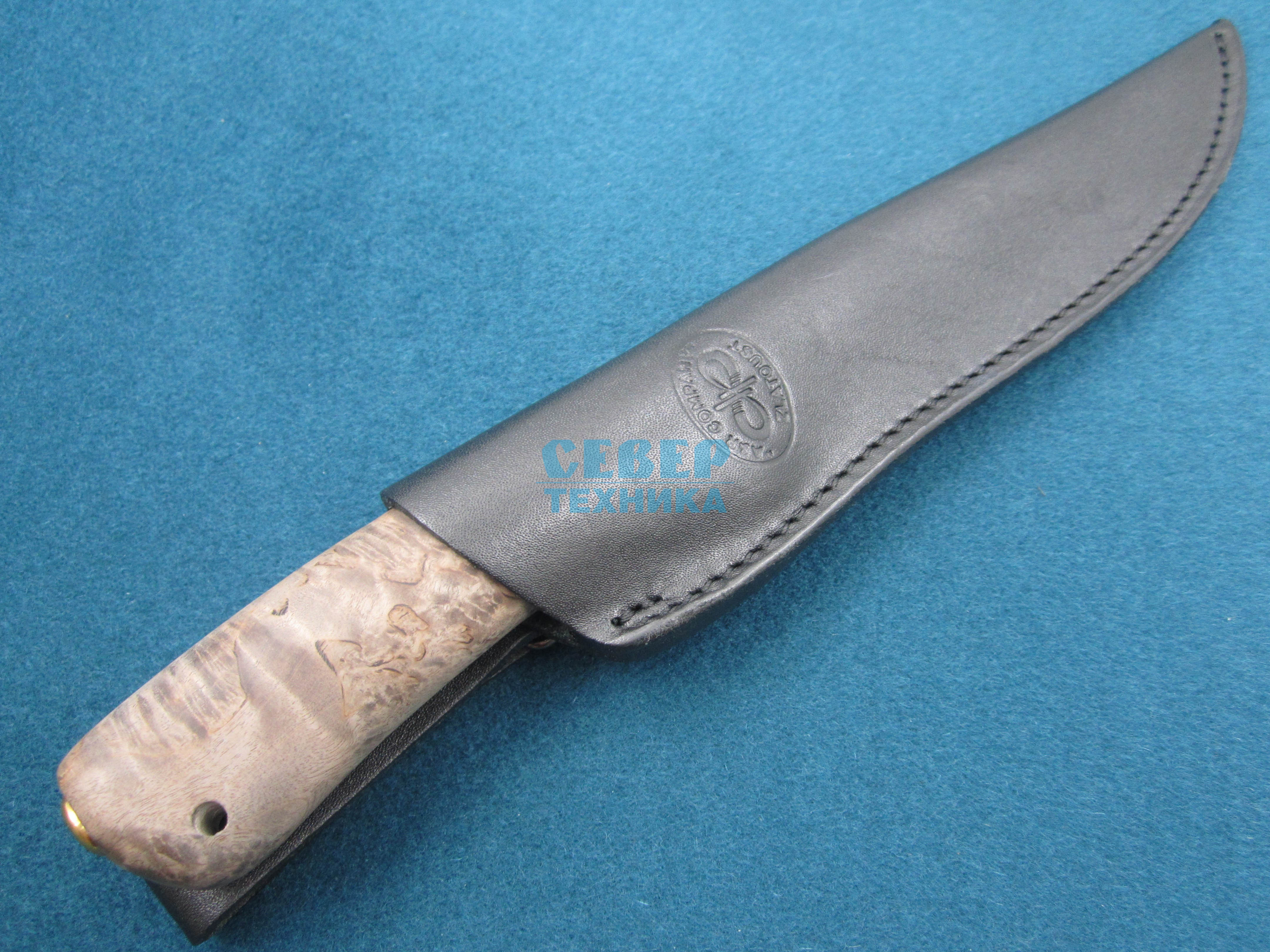 Нож "Лиса" карельская берёза стаб., алюминий, 95х18 /Златоуст