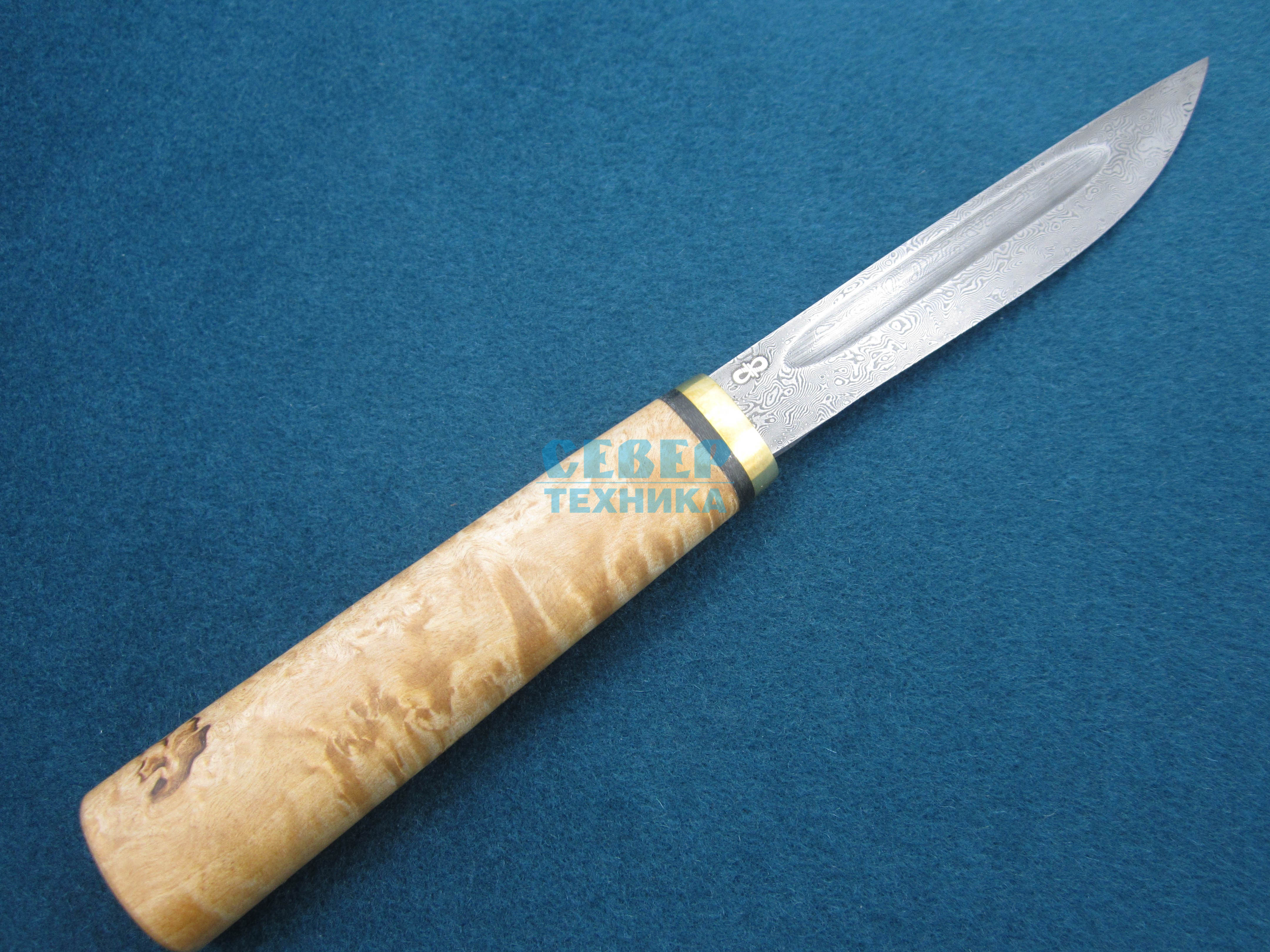 Нож "Якут" карельская береза-латунь, ZD 0803 /Златоуст