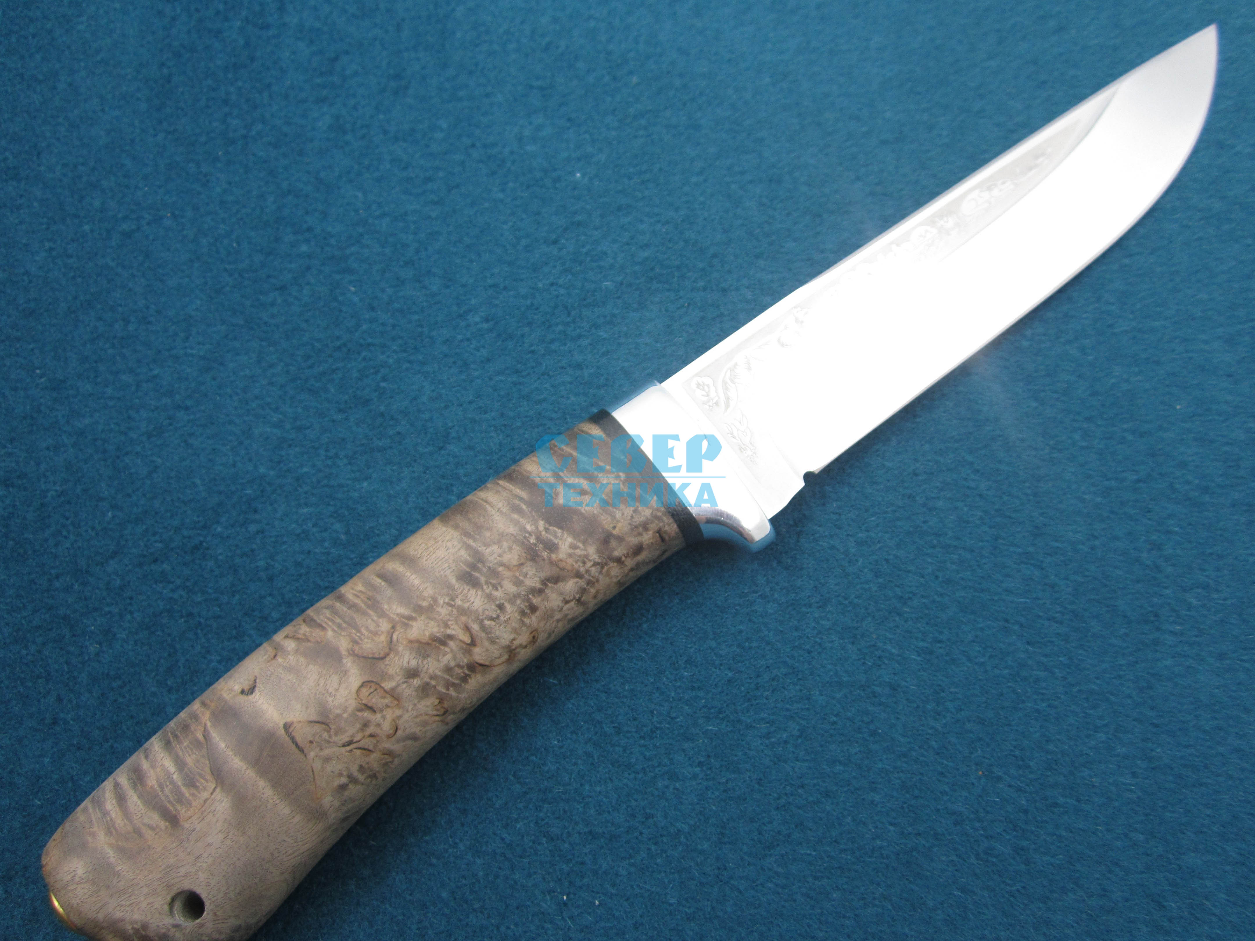 Нож "Лиса" карельская берёза стаб., алюминий, 95х18 /Златоуст