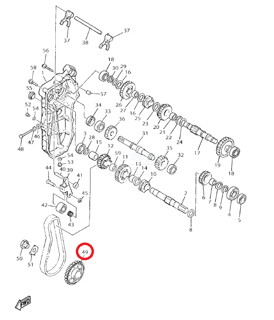 Шестерня КПП ведомая /Yamaha VK540 IV (15- ...гг)