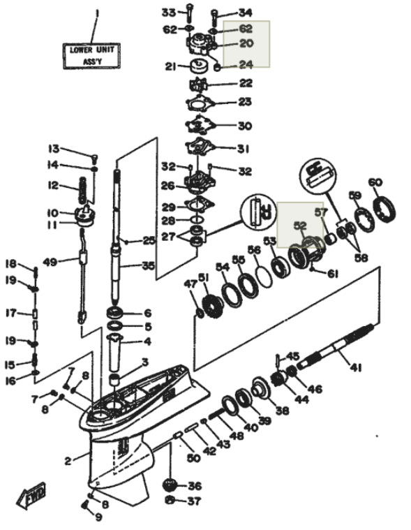 Корпус подшипников YAMAHA 25-50 (1986-2003)