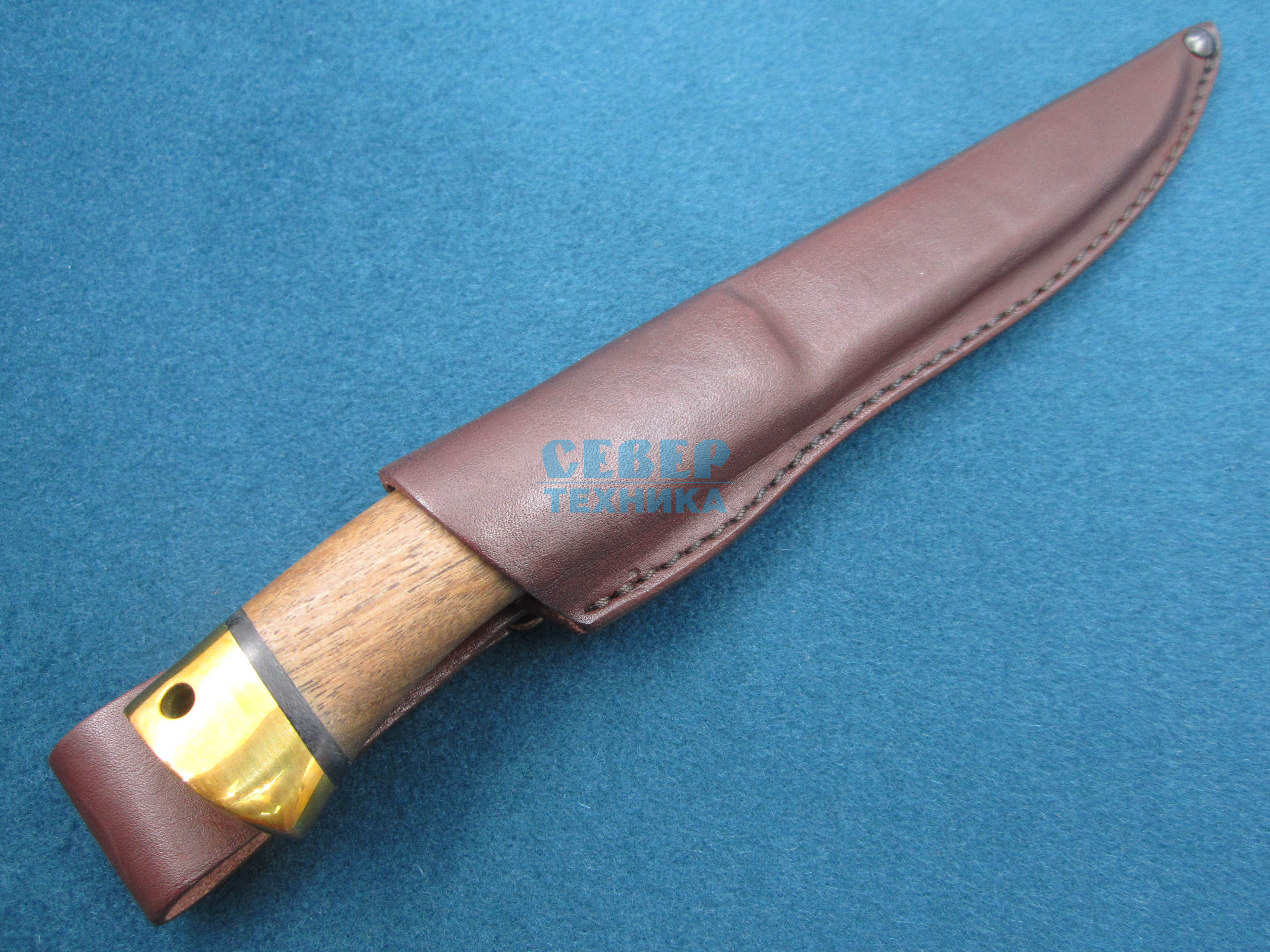 Нож "Fish-ka" дерево-латунь, 100х13М /Златоуст