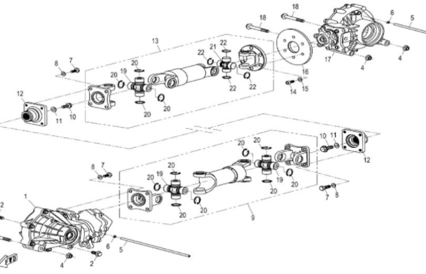 Вал карданный задний в сборе ATV /СФ X8 старого образца