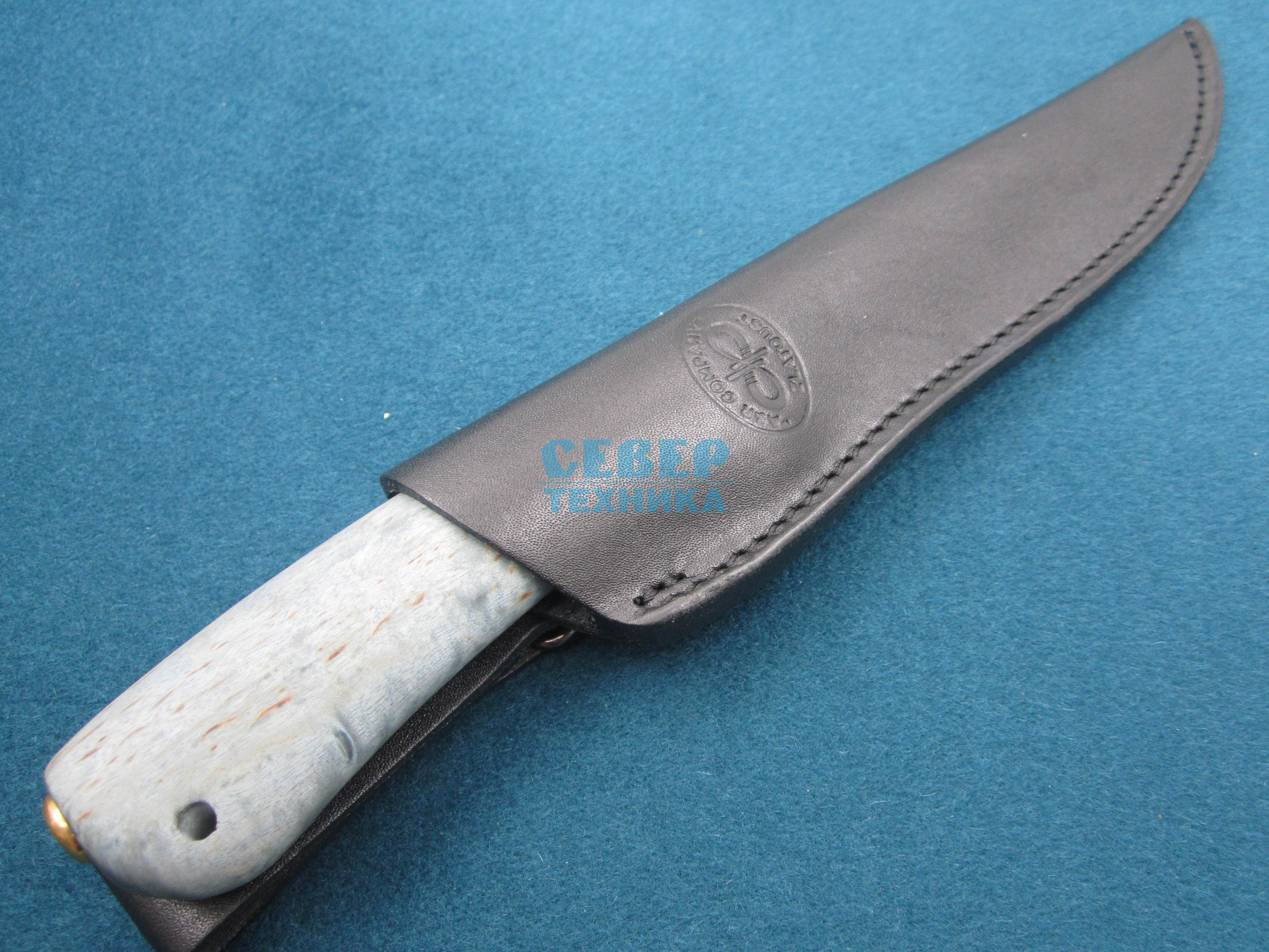 Нож "Лиса" карельская берёза стаб.-латунь, ZDI 1016 /Златоуст