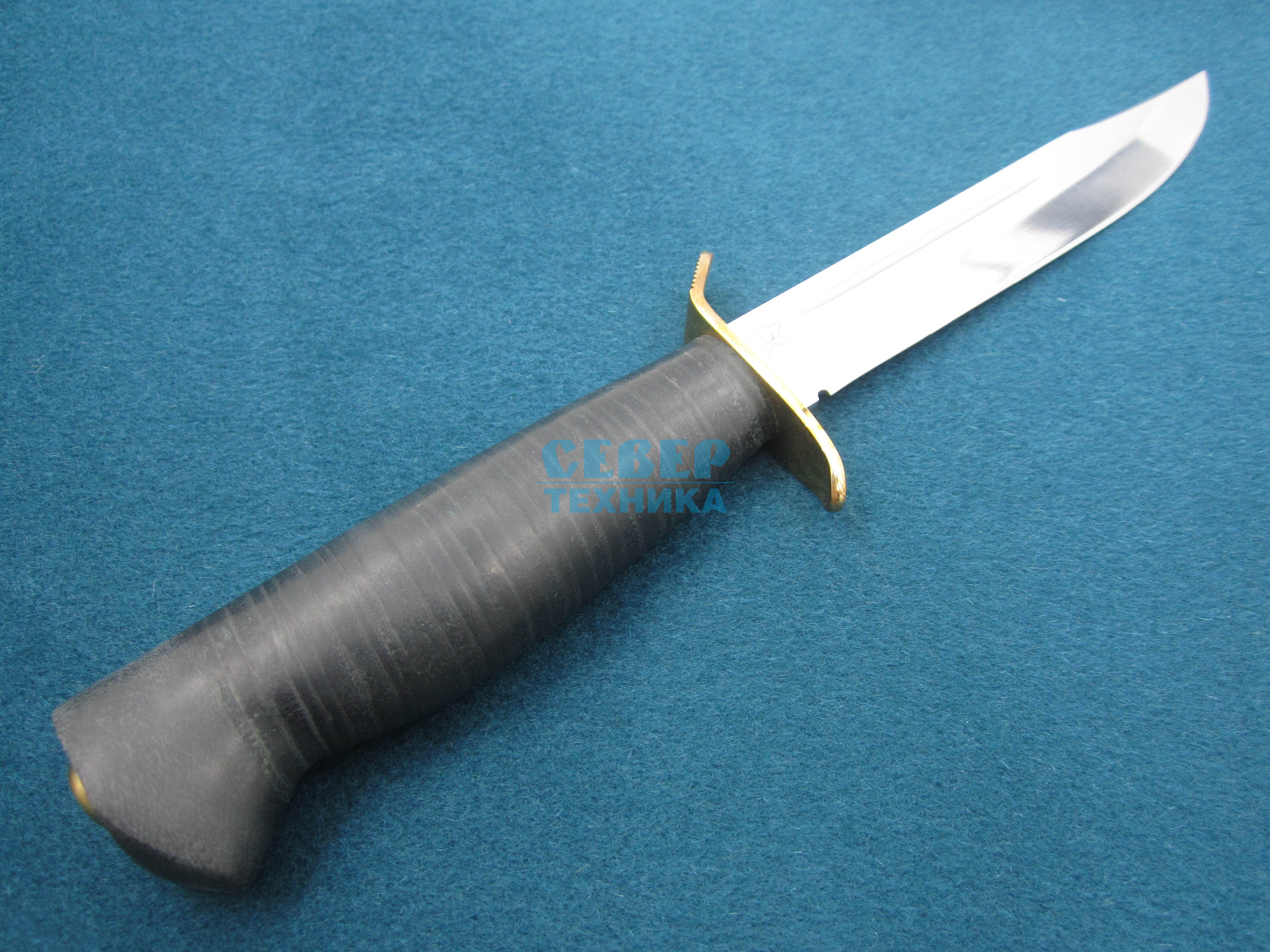 Нож "Штрафбат" кожа-латунь, 100х13М /Златоуст