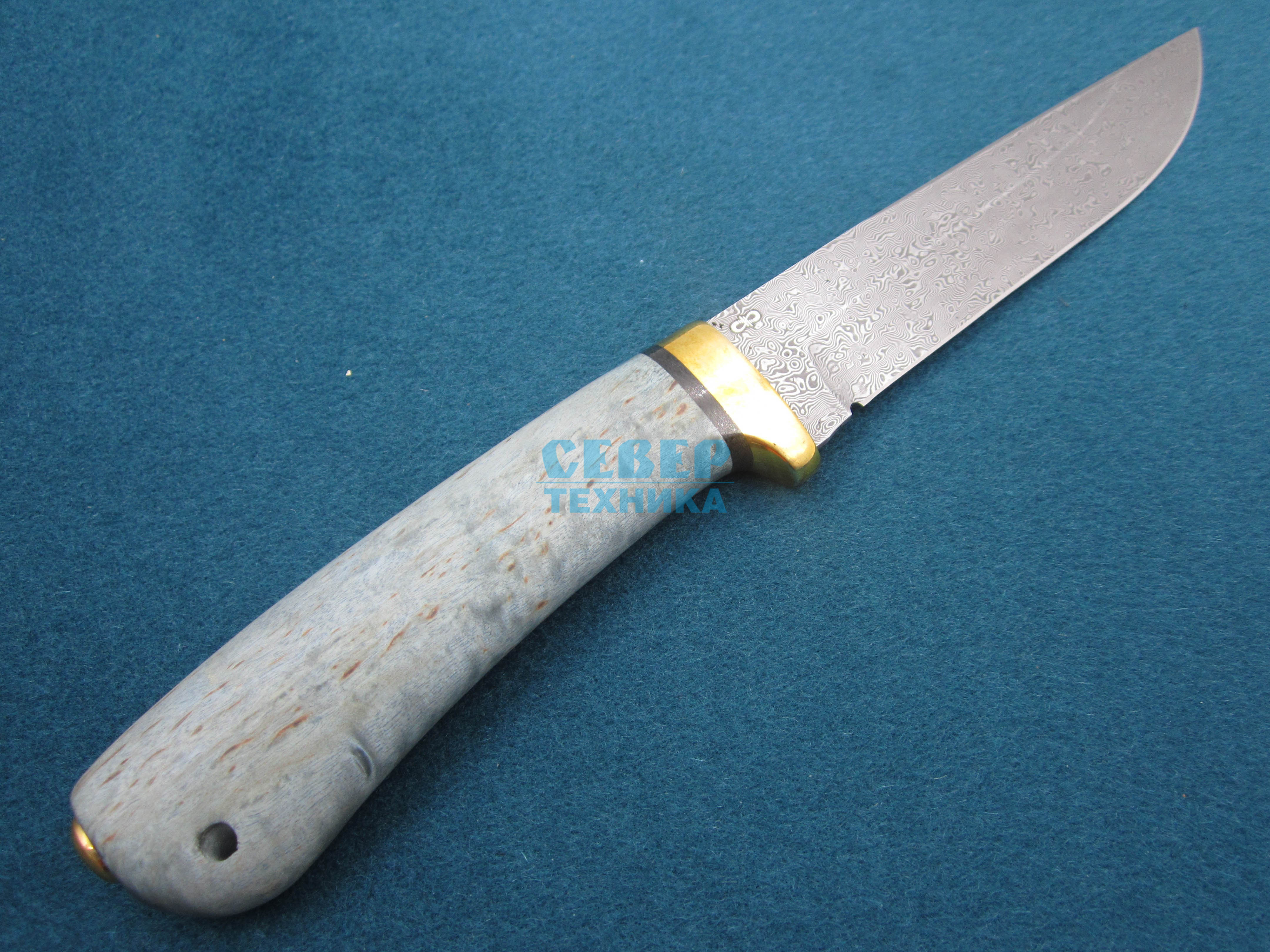 Нож "Лиса" карельская берёза стаб.-латунь, ZDI 1016 /Златоуст