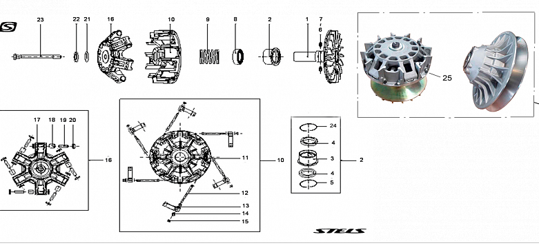 Слайдеры ведущего вариатора ATV к-т 12шт /Stels Guepard