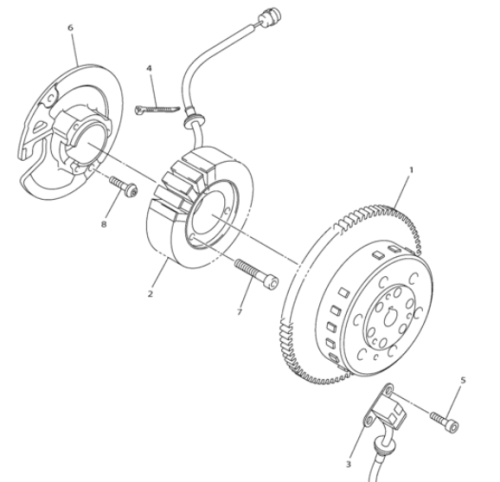 Основание магдино (статор генератора) /Yamaha VK540 V (17-...гг.) /ориг. фото 2