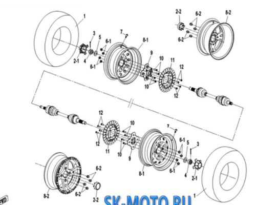 Болт колесной ступицы перед ATV /СМК 500/X5/X6/X8/Z6/Z8 фото 2