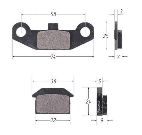 Колодки тормозные /DINGO 125/150, Мухтар 15 (к-т 2 шт)